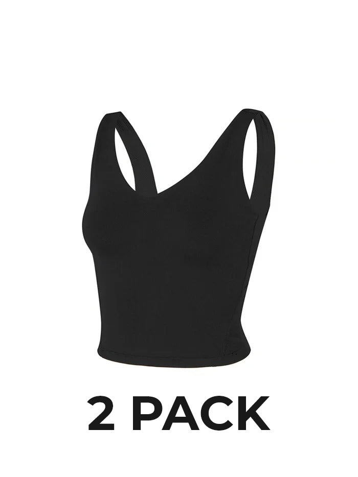 XEXYMIX Black Label Signature Breathe V-Neck Crop Top 2-Pack — product image
