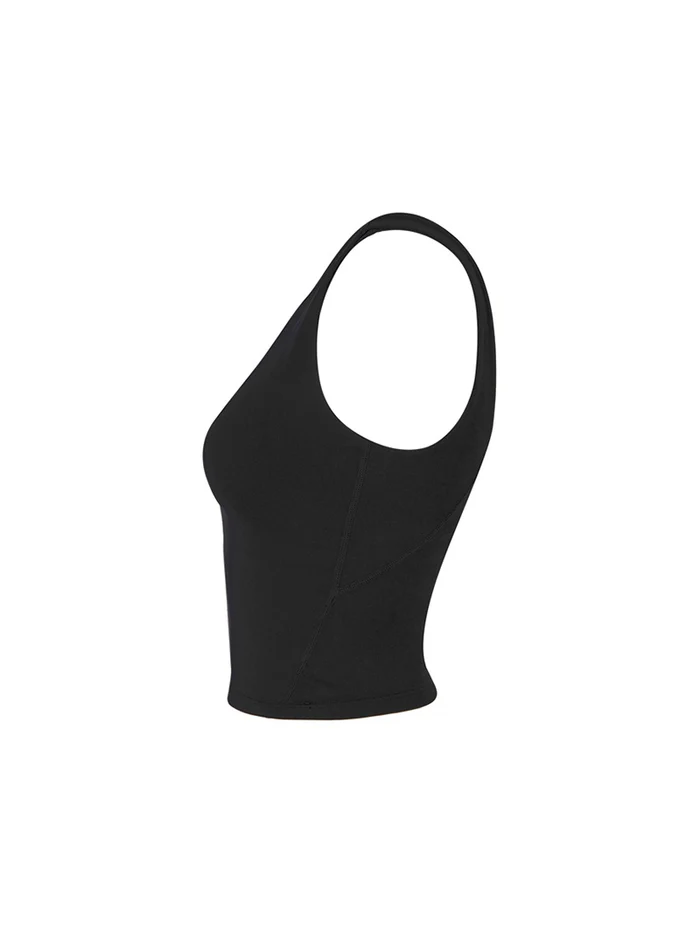 XEXYMIX Black Label Signature Breathe V-Neck Crop Top in Black — image 2