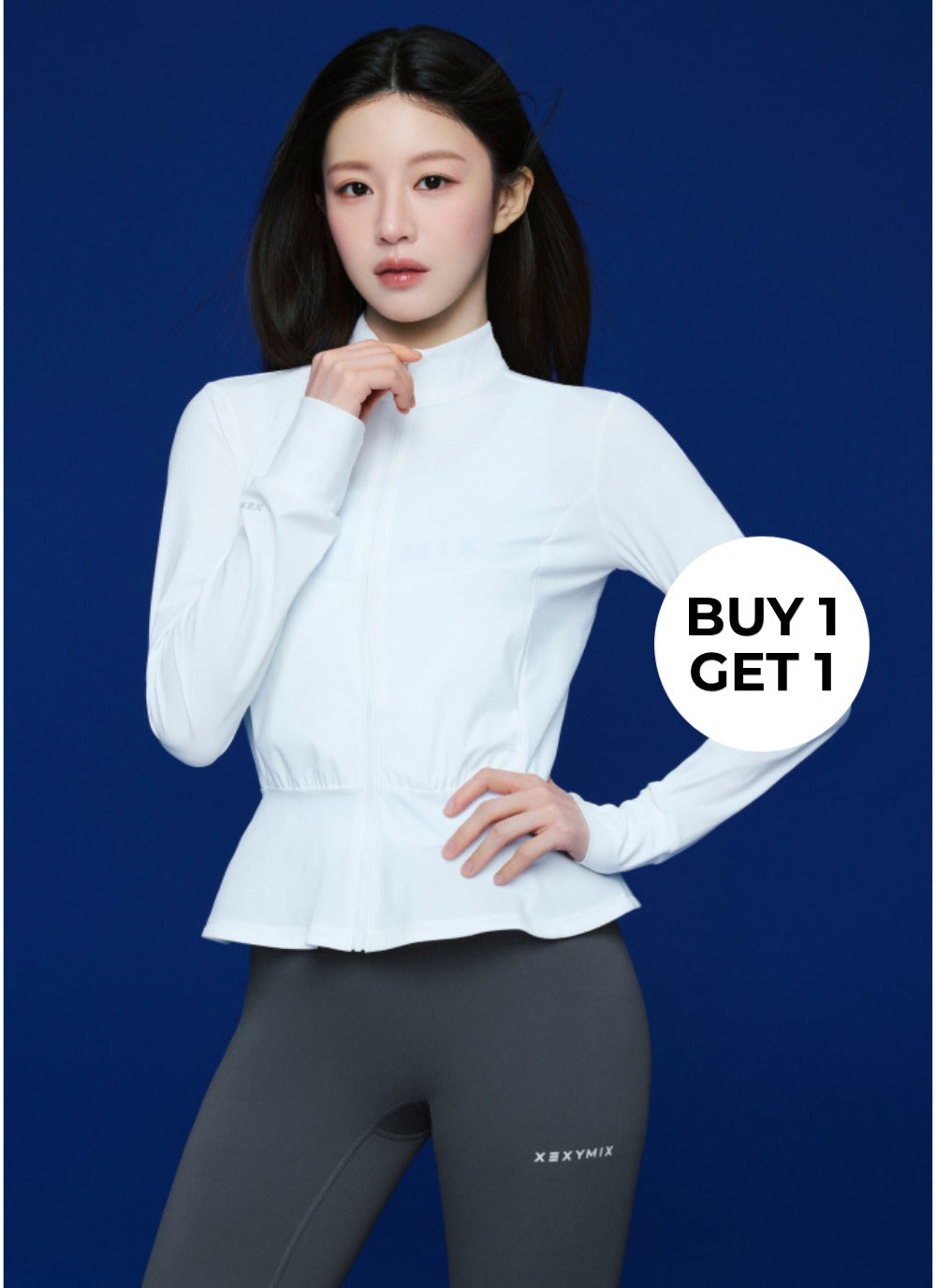 [BUY 1 GET 1] Cooling Peplum Zip-Up Jacket