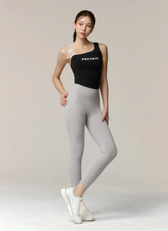 XEXYMIX Unbalanced Logo Banding Crop Top in Ivory — image 3