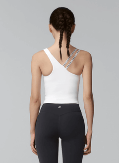 XEXYMIX Unbalanced Logo Banding Crop Top in Black — image 5