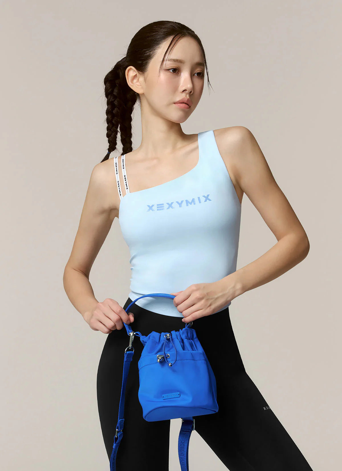 XEXYMIX Unbalanced Logo Banding Crop Top in Rosewood — image 6