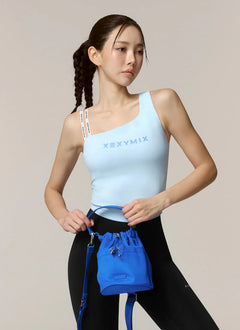 XEXYMIX Unbalanced Logo Banding Crop Top in Rosewood — image 6