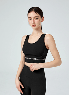 XEXYMIX Black Label Signature Power Rise Logo Banding Bra Top in Black — image 1