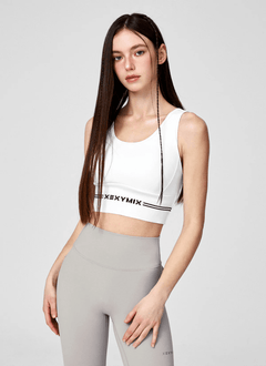 XEXYMIX Black Label Signature Power Rise Logo Banding Bra Top in Pale Ivory — image 3