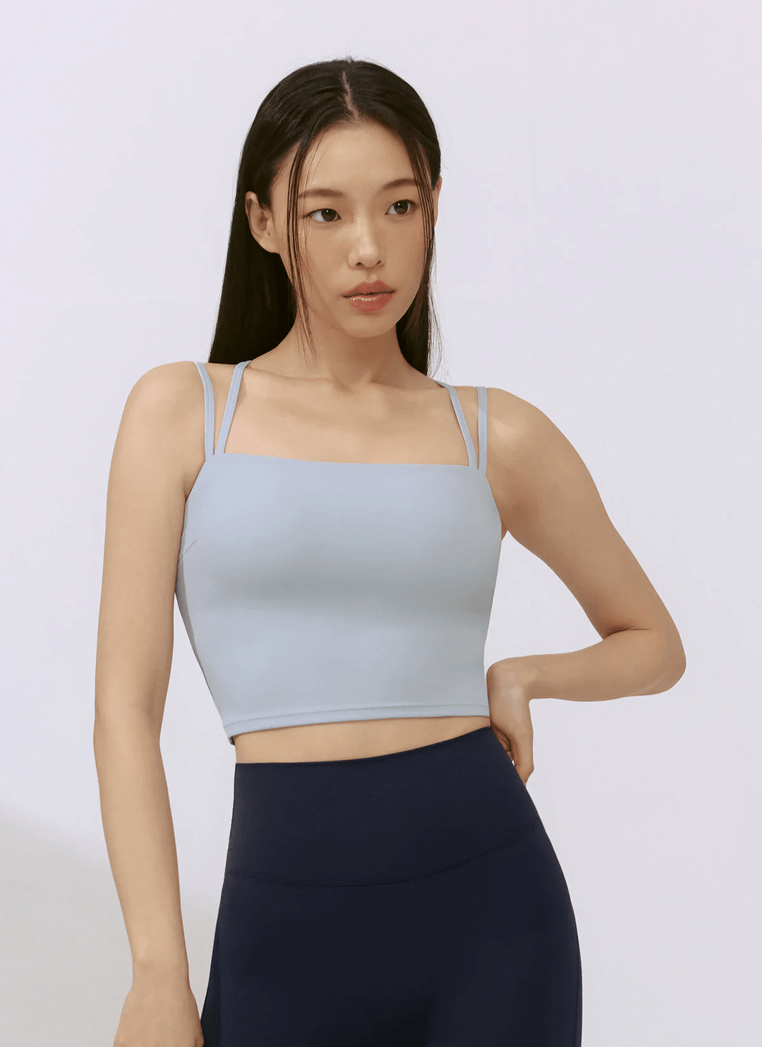 XEXYMIX Black Label Signature Power Rise Double Strap Bra Top in Fog Sky Gray — image 1