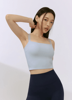 XEXYMIX Black Label Signature Power Rise Double Strap Bra Top in Fog Sky Gray — image 2