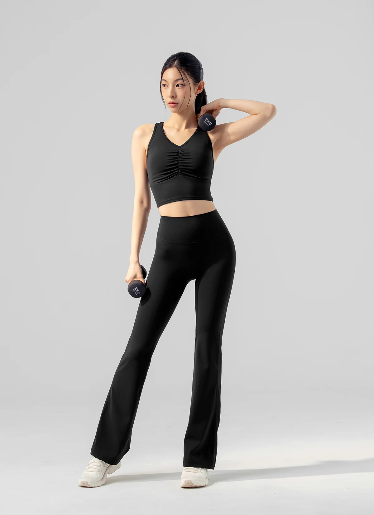 XEXYMIX Black Label Signature Power Rise Shirring Crop Top in Black — image 1