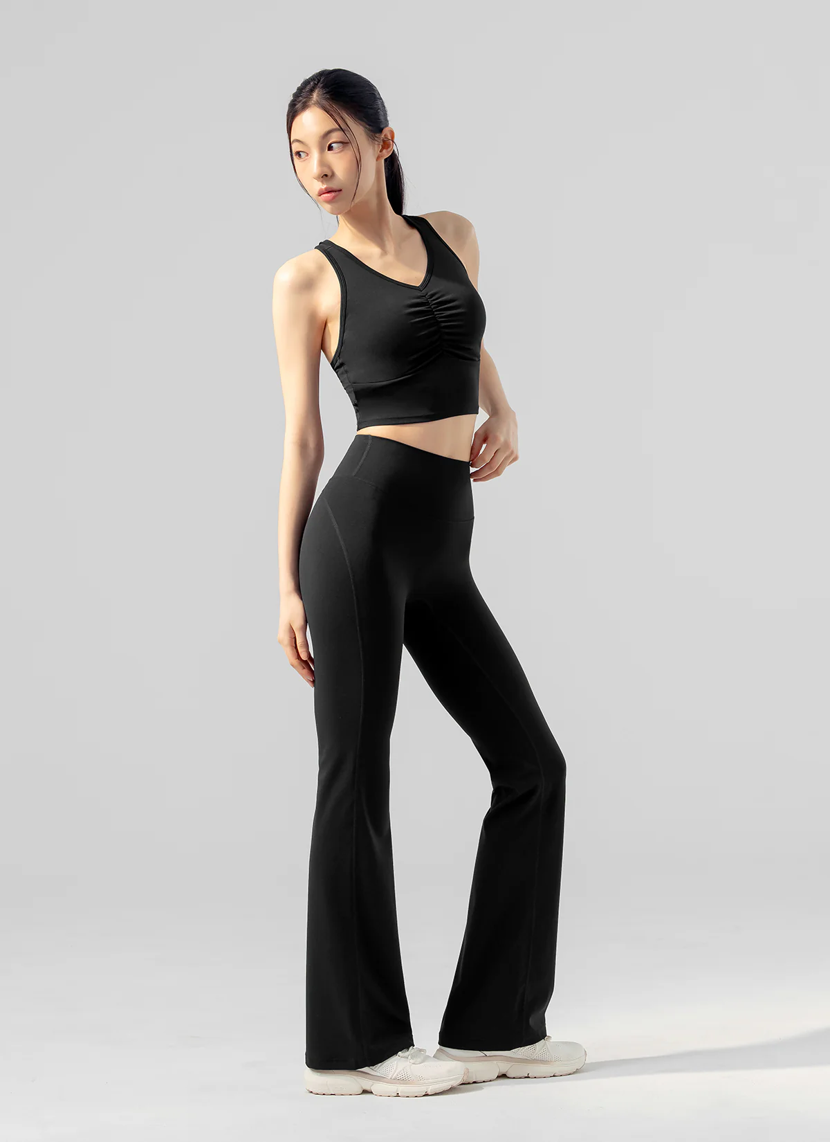 XEXYMIX Black Label Signature Power Rise Shirring Crop Top in Black — image 2