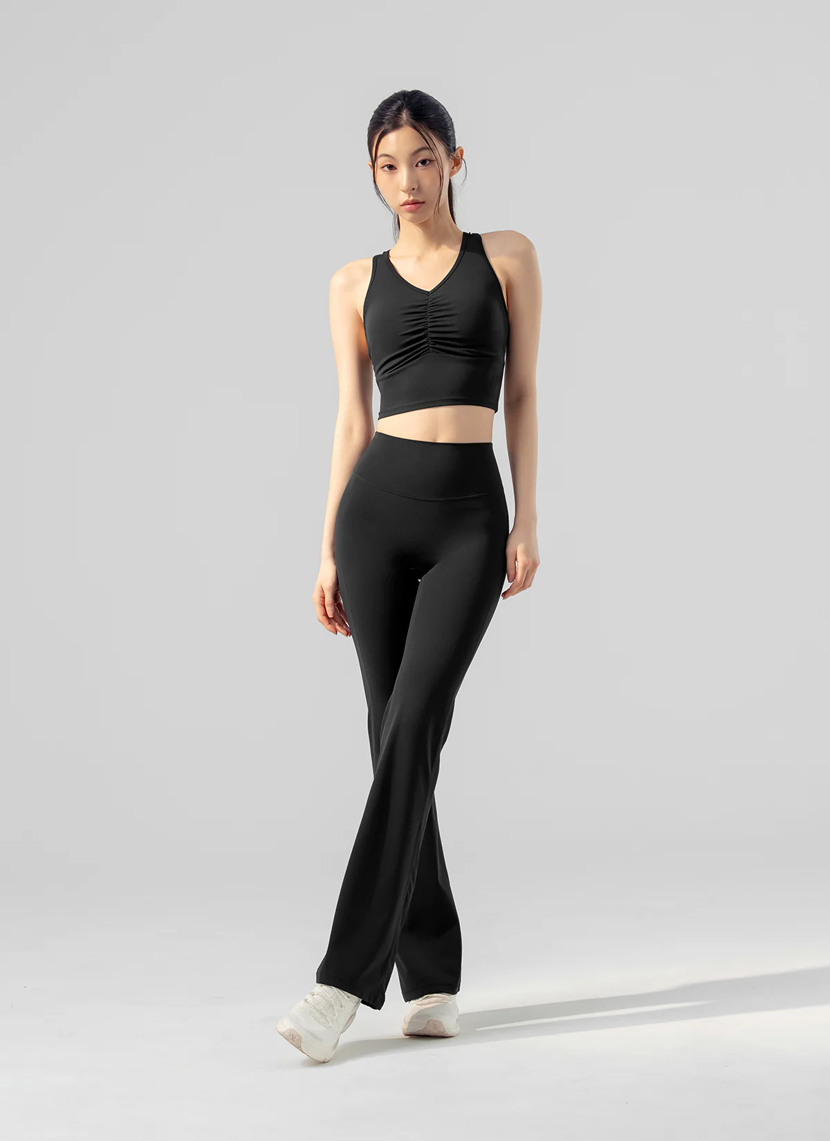 XEXYMIX Black Label Signature Power Rise Shirring Crop Top in Black — image 4