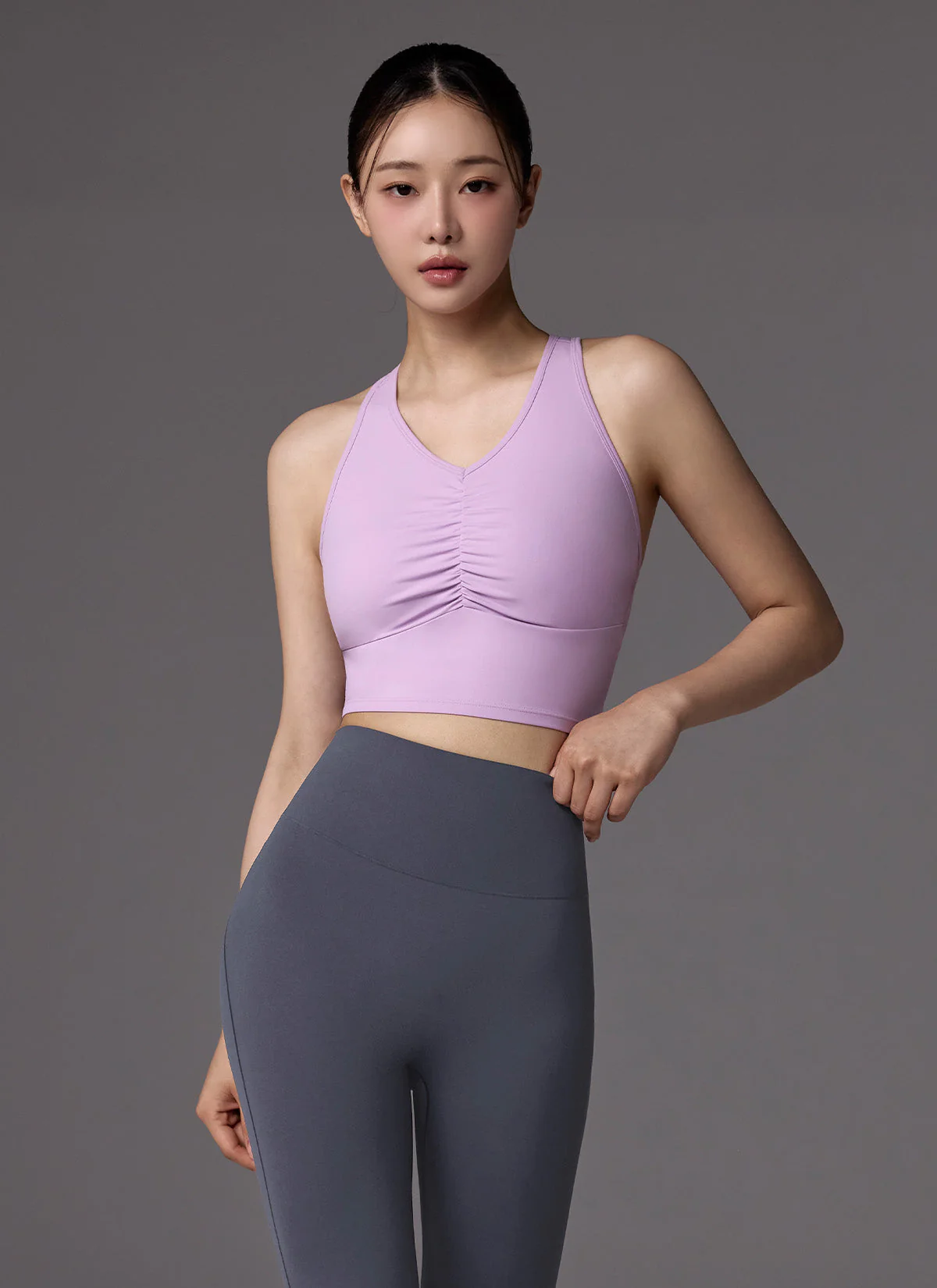 XEXYMIX Black Label Signature Power Rise Shirring Crop Top in Lily Lavender — image 1