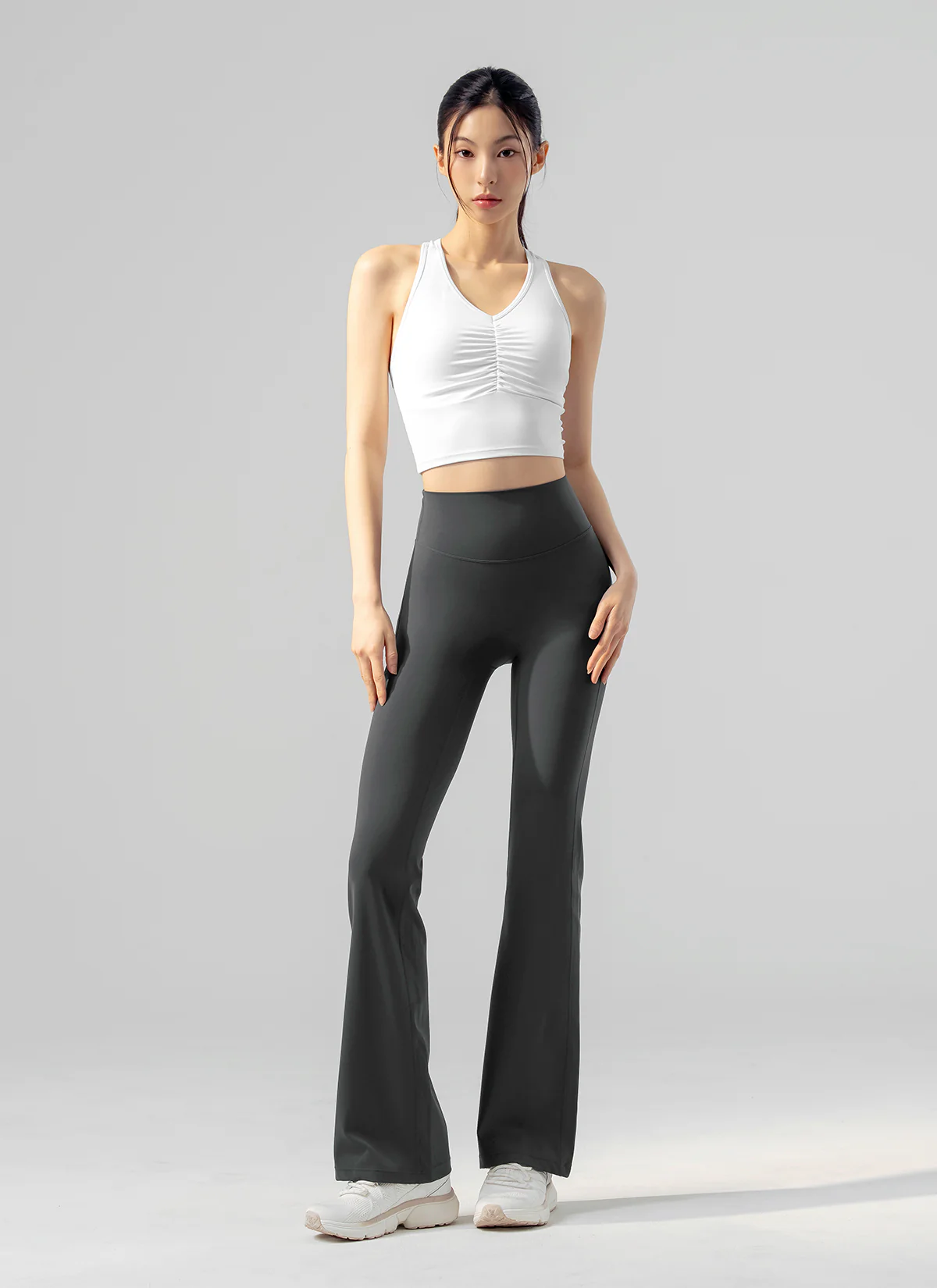 XEXYMIX Black Label Signature Power Rise Shirring Crop Top in Pale Ivory — image 2