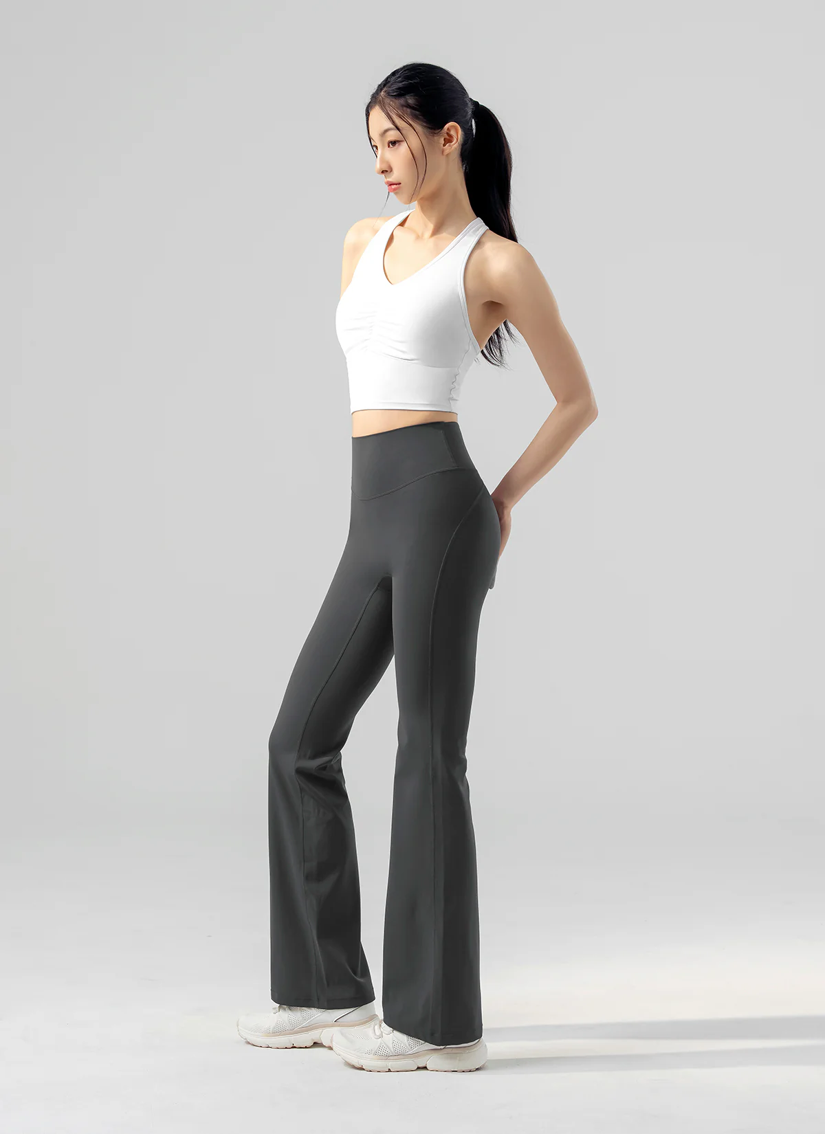 XEXYMIX Black Label Signature Power Rise Shirring Crop Top in Pale Ivory — image 3