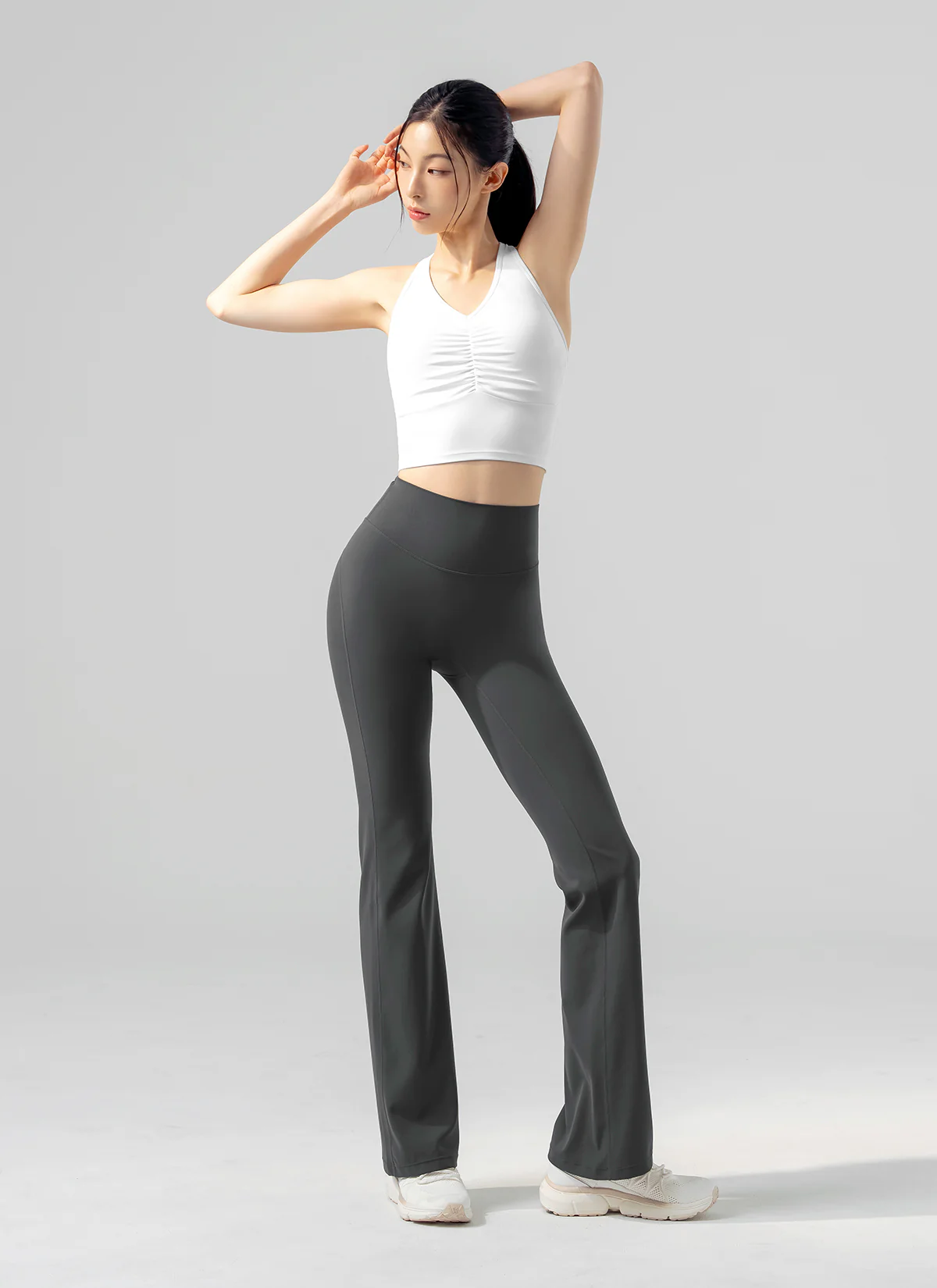 XEXYMIX Black Label Signature Power Rise Shirring Crop Top in Pale Ivory — image 4