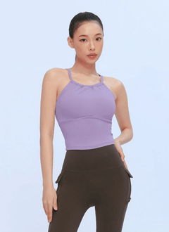 XEXYMIX Black Label Signature Power Rise Halter-Neck Crop Top in Lavender Garden — image 1