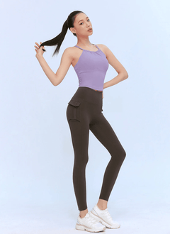 XEXYMIX Black Label Signature Power Rise Halter-Neck Crop Top in Lavender Garden — image 2