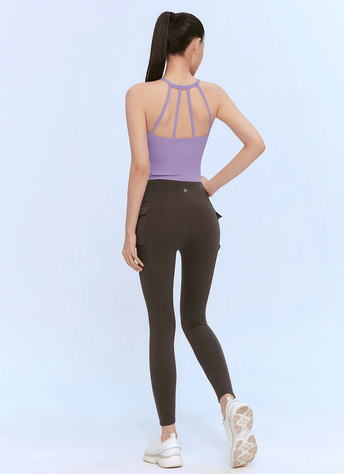 XEXYMIX Black Label Signature Power Rise Halter-Neck Crop Top in Lavender Garden — image 3