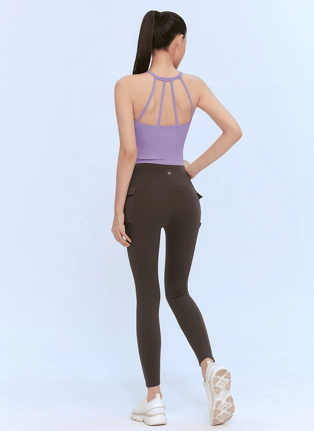 XEXYMIX Black Label Signature Power Rise Halter-Neck Crop Top in Lavender Garden — image 3
