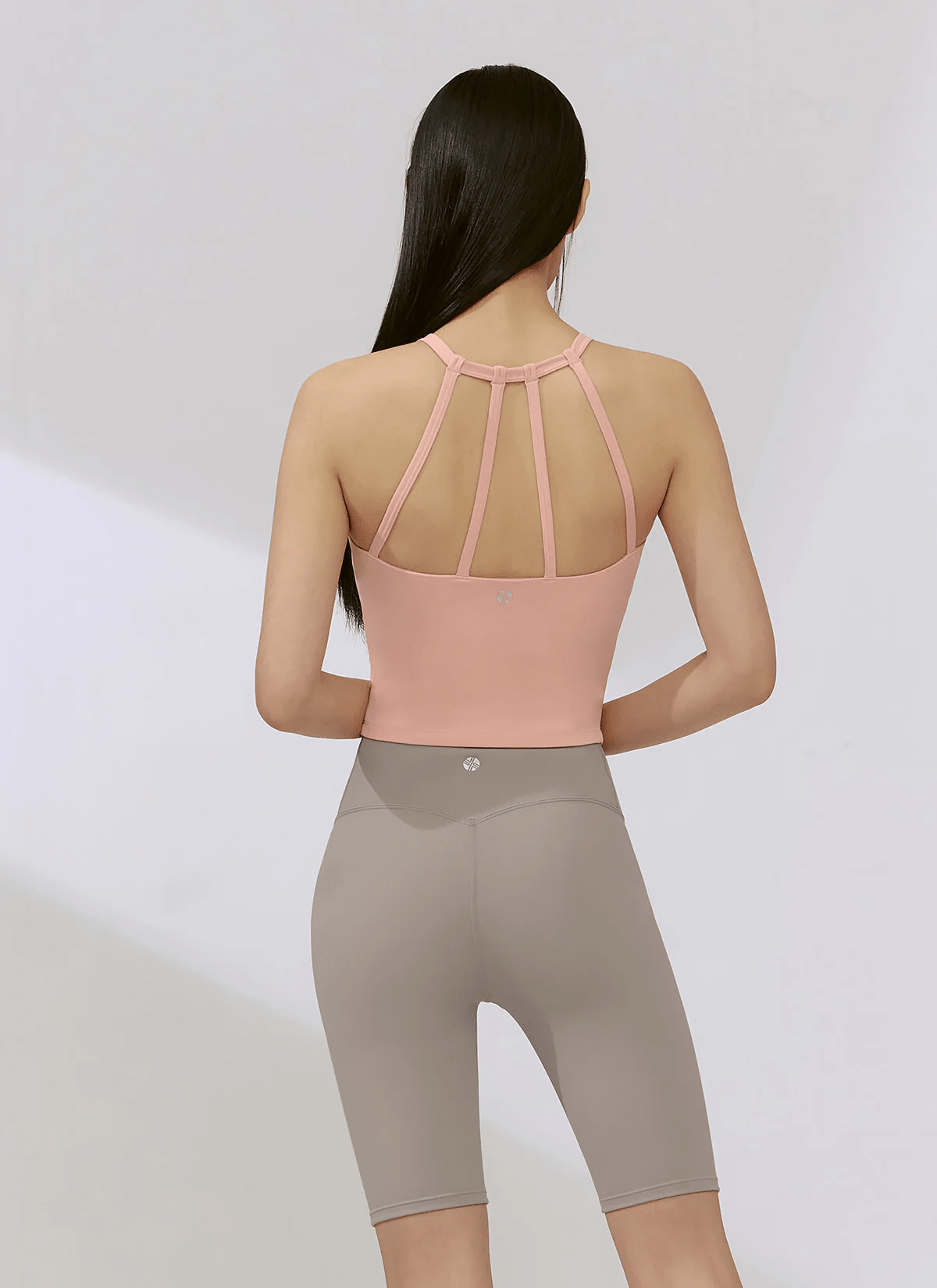 XEXYMIX Black Label Signature Power Rise Halter-Neck Crop Top in Peach Melba — image 2