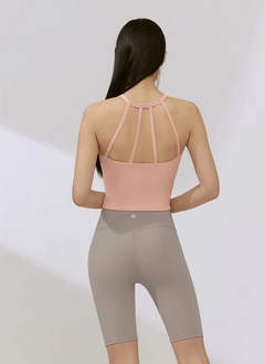 XEXYMIX Black Label Signature Power Rise Halter-Neck Crop Top in Peach Melba — image 2