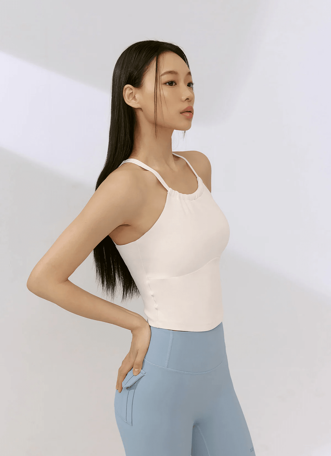 XEXYMIX Black Label Signature Power Rise Halter-Neck Crop Top in Sweet Beige — image 1