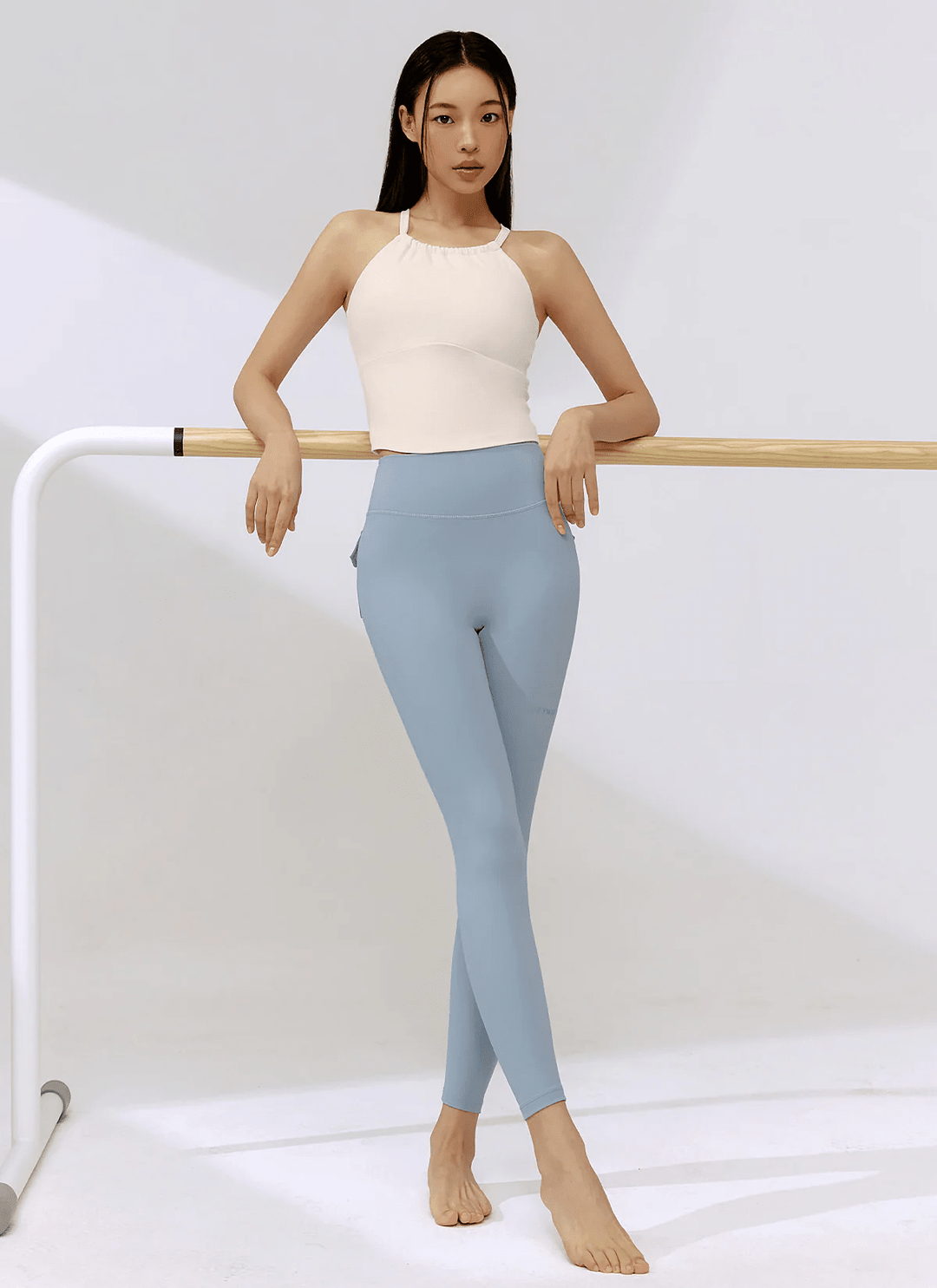 XEXYMIX Black Label Signature Power Rise Halter-Neck Crop Top in Sweet Beige — image 3
