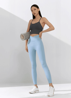 XEXYMIX Black Label Signature Power Rise Shirring Leggings in Cozy Blue — image 2