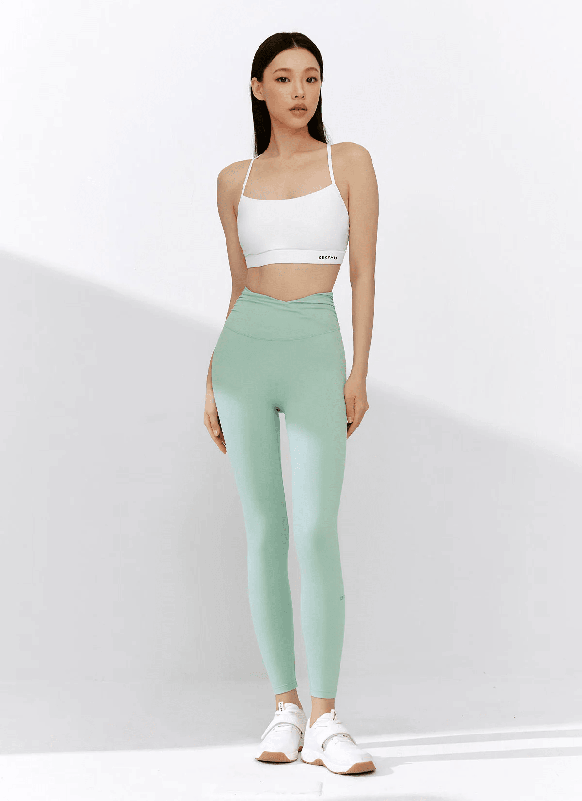 XEXYMIX Black Label Signature Power Rise Shirring Leggings in Gray Moss Green — image 2