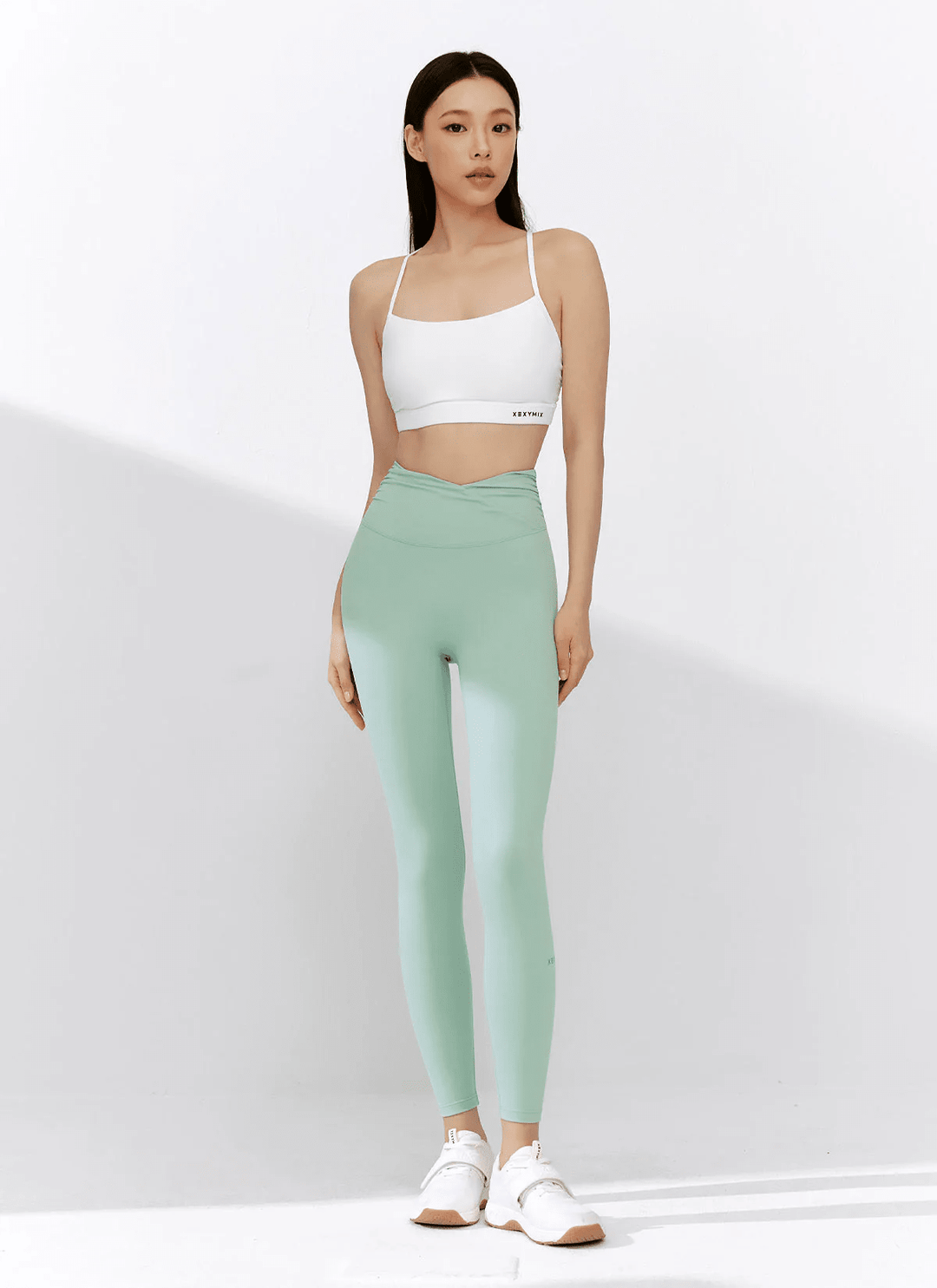 XEXYMIX Black Label Signature Power Rise Shirring Leggings in Gray Moss Green — image 2