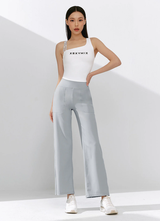 XEXYMIX Black Label Signature Power Rise Pocket Wide Leggings in Fog Sky Gray — image 1