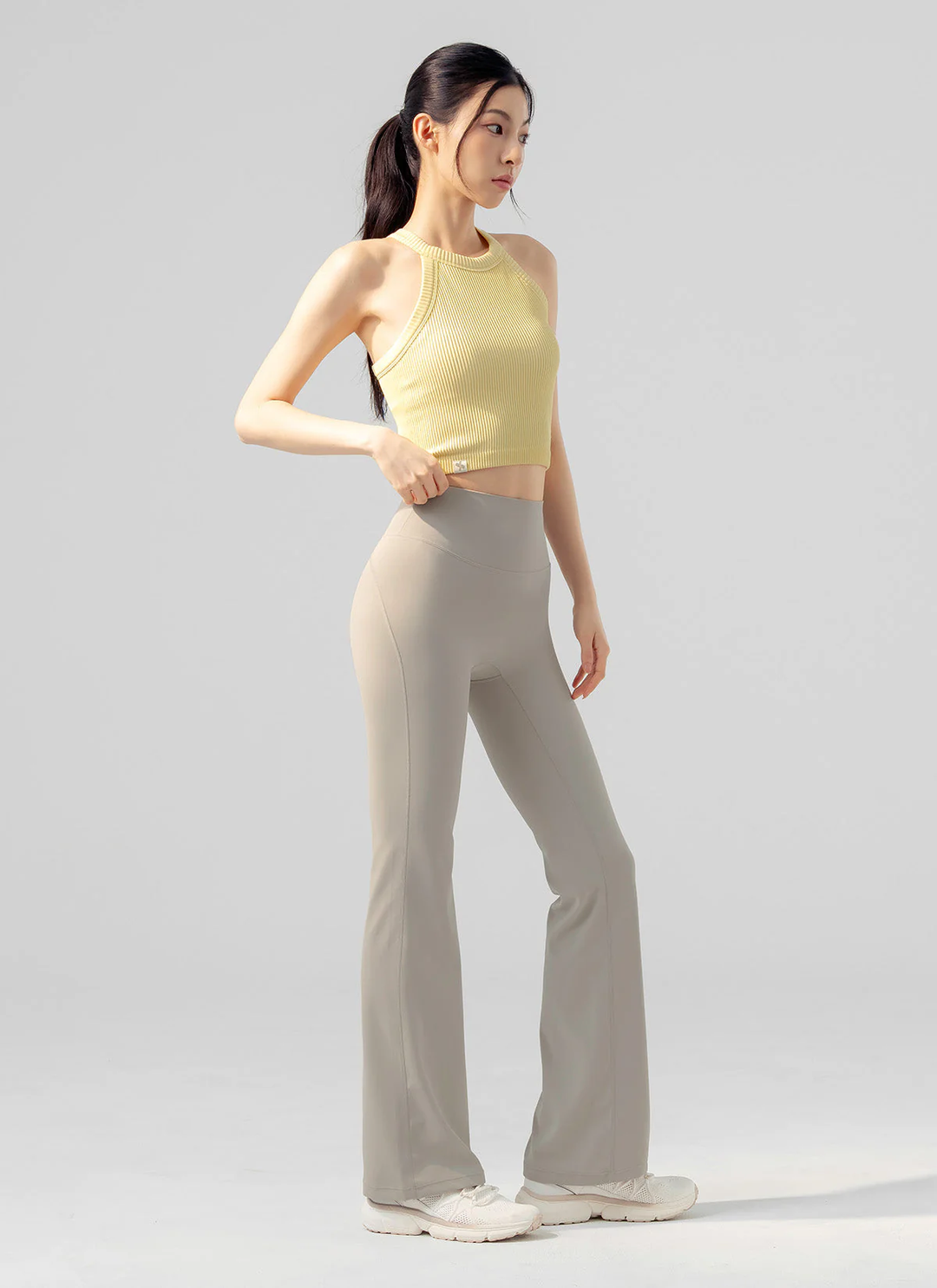 XEXYMIX Black Label Signature Power Rise Bootcut Pants (Long) in Gray Sand — image 4