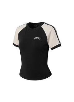 XEXYMIX Raglan Colorblock Crop Short Sleeve in Black — image 4