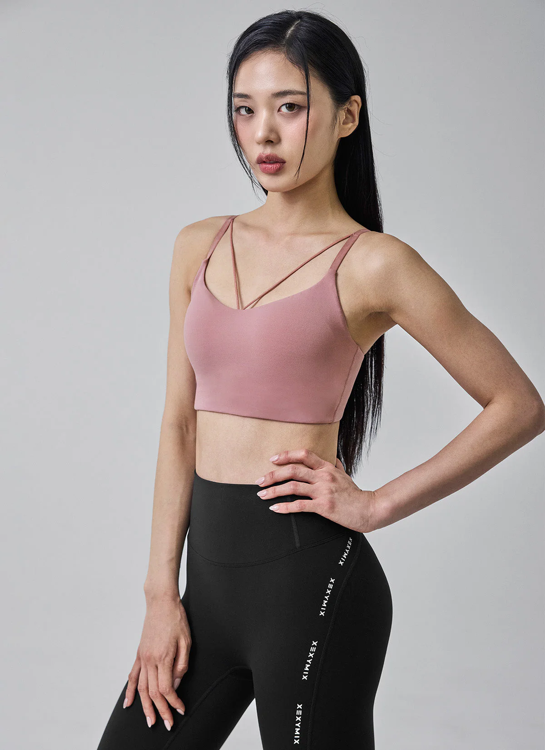 XEXYMIX Black Label Signature Power Rise String Bra Top in Ballet Pink — image 2