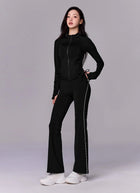 XEXYMIX Comfort Fine Logo Piping Bootcut Leggings in Black — image 3