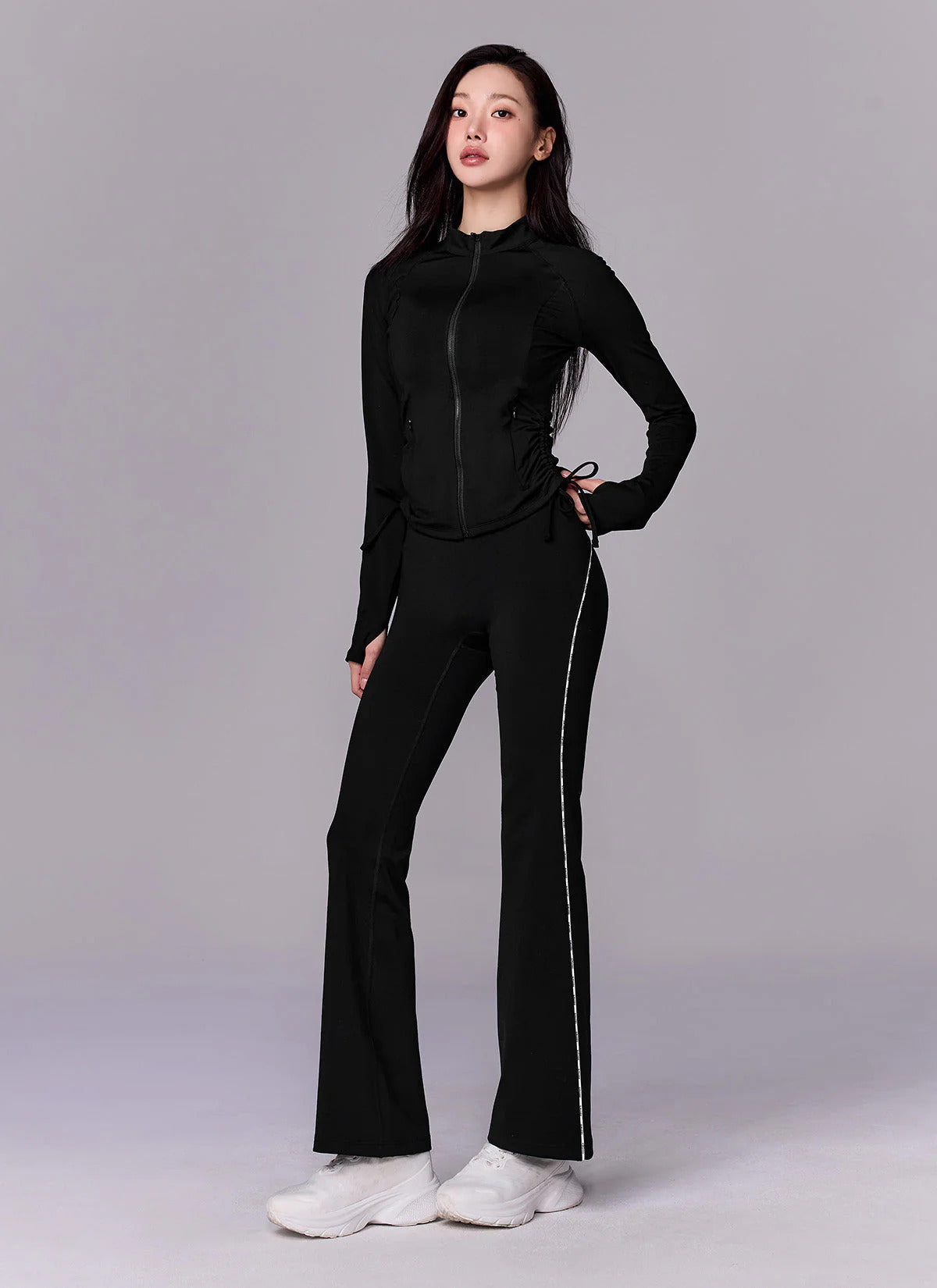 XEXYMIX Comfort Fine Logo Piping Bootcut Leggings in Black — image 3