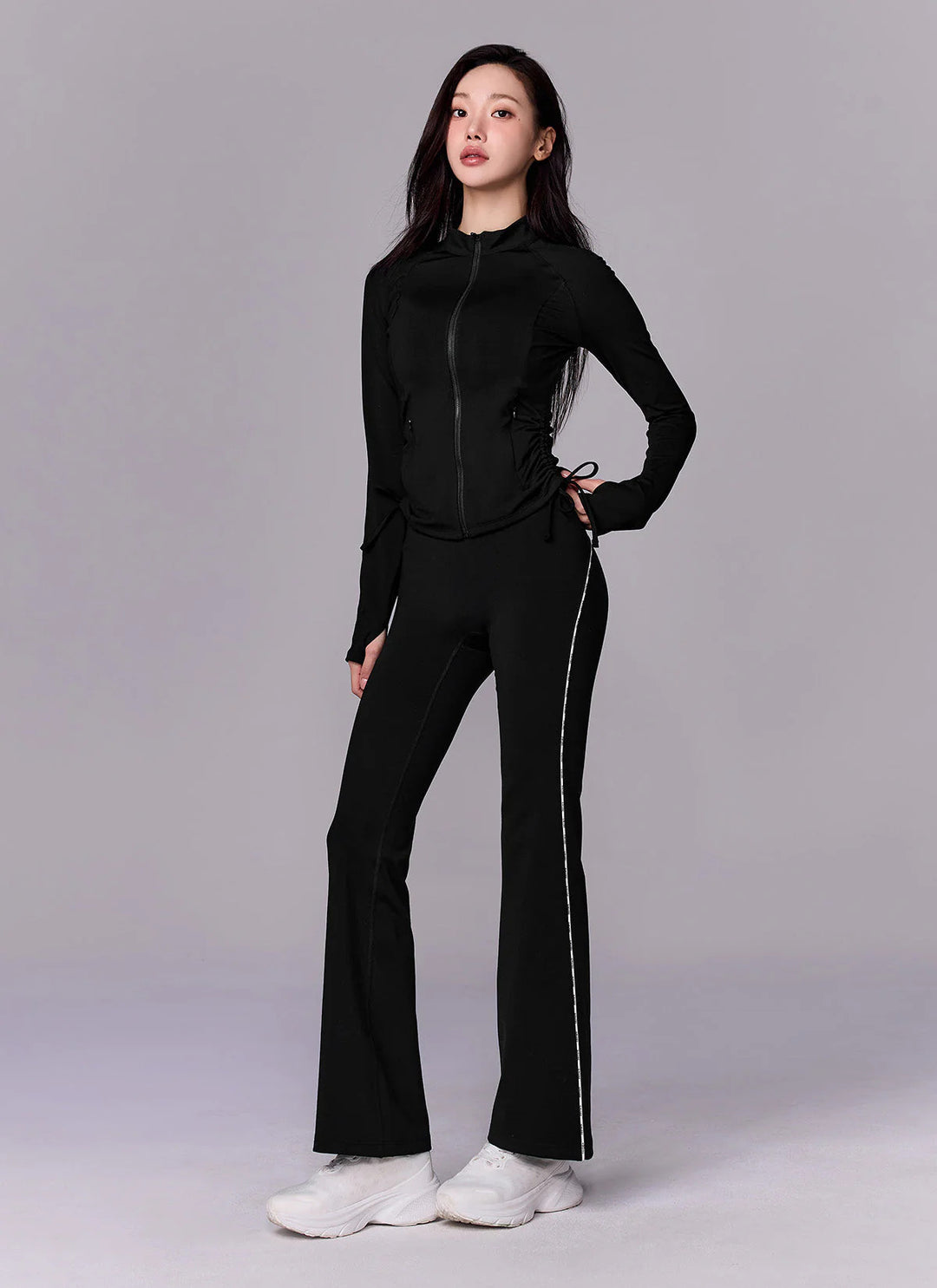 XEXYMIX Comfort Fine Logo Piping Bootcut Leggings in Black — image 3
