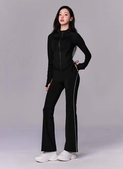 XEXYMIX Comfort Fine Logo Piping Bootcut Leggings in Black — image 3