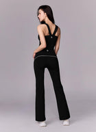 XEXYMIX Comfort Fine Logo Piping Bootcut Leggings in Black — image 4