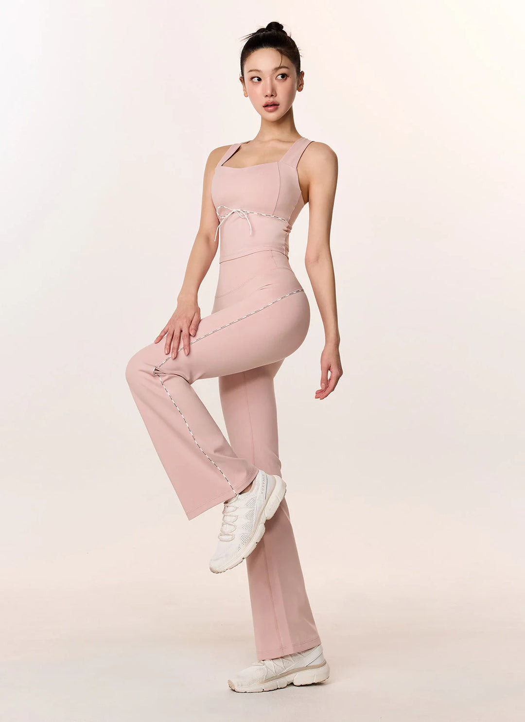 XEXYMIX Comfort Fine Logo Piping Bootcut Leggings in Muhly Pink — image 1