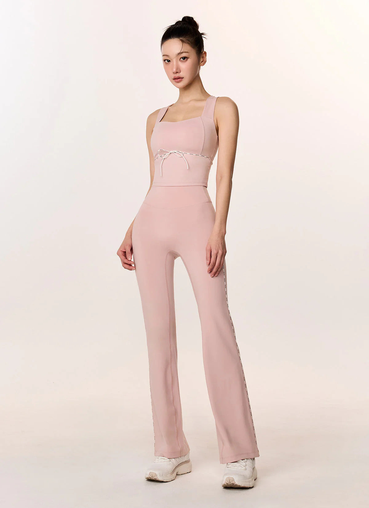 XEXYMIX Comfort Fine Logo Piping Bootcut Leggings in Muhly Pink — image 2