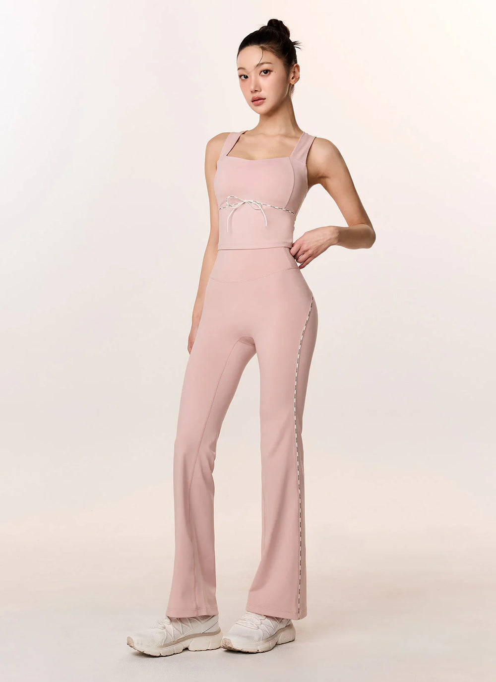 XEXYMIX Comfort Fine Logo Piping Bootcut Leggings in Muhly Pink — image 4