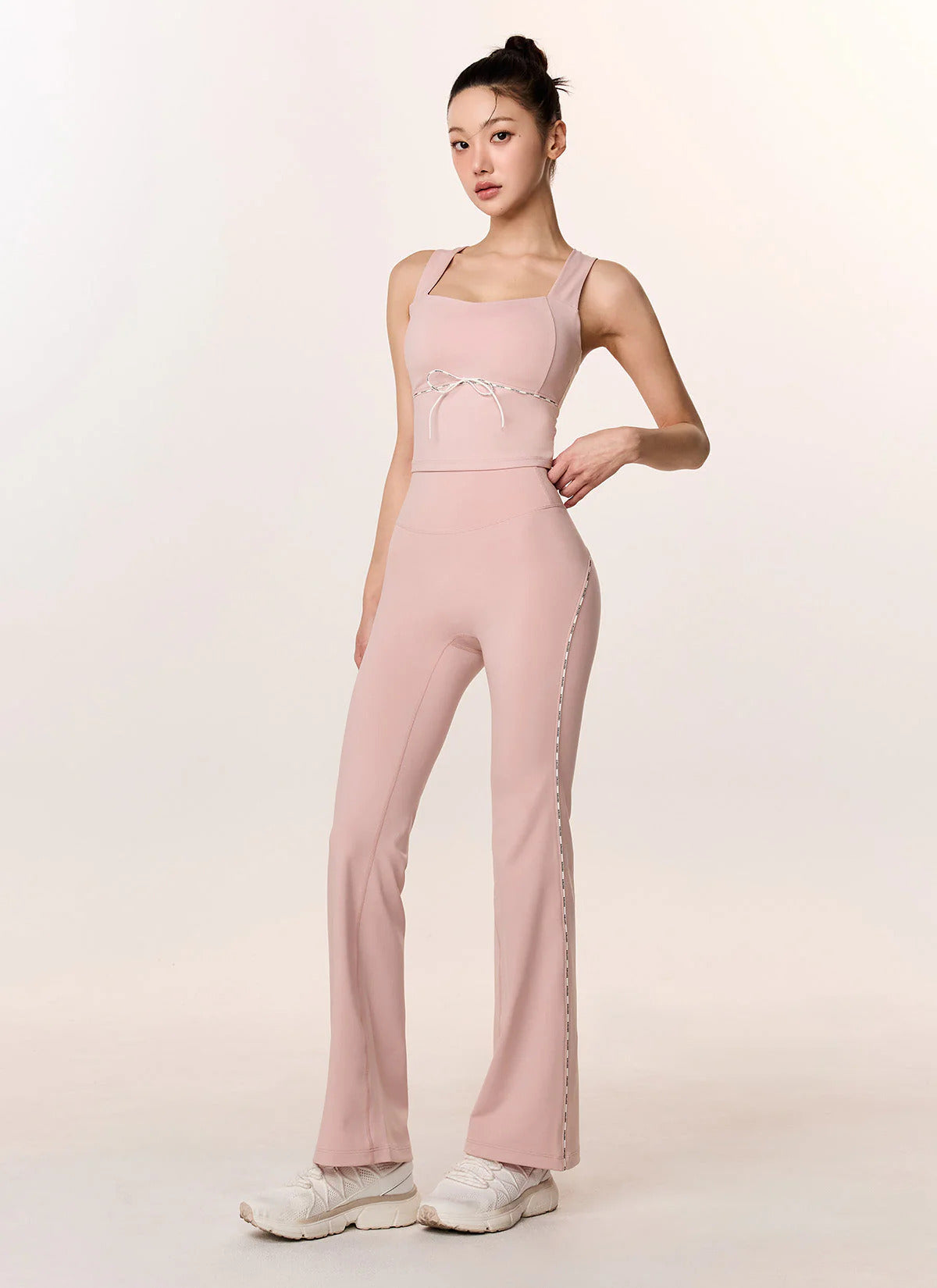XEXYMIX Comfort Fine Logo Piping Bootcut Leggings in Muhly Pink — image 4