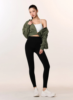 Black Label 380N Support Top and Pocket Leggings SET in Black