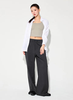 XEXYMIX Comfort Tension Basic Wide Pants in Black — image 3