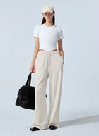 Comfort Tension Basic Wide Pants in Moonlit Beige