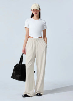 XEXYMIX Comfort Tension Basic Wide Pants in Moonlit Beige — image 1