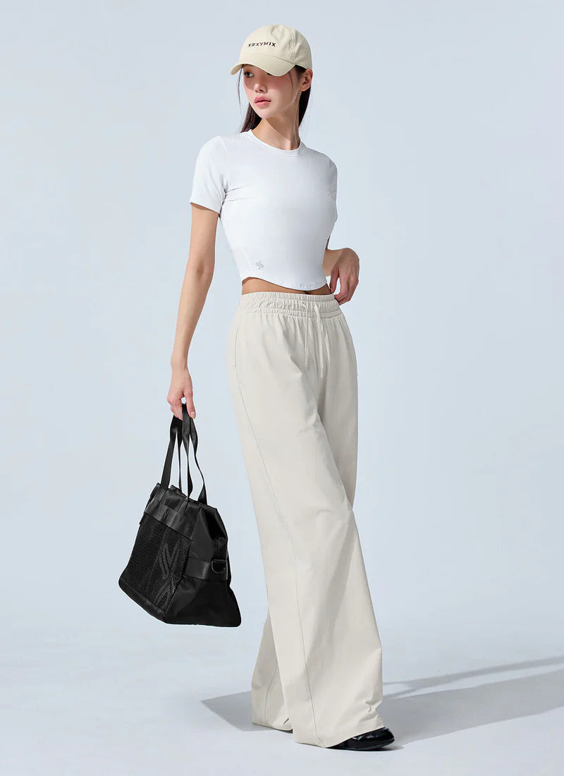 XEXYMIX Comfort Tension Basic Wide Pants in Moonlit Beige — image 4