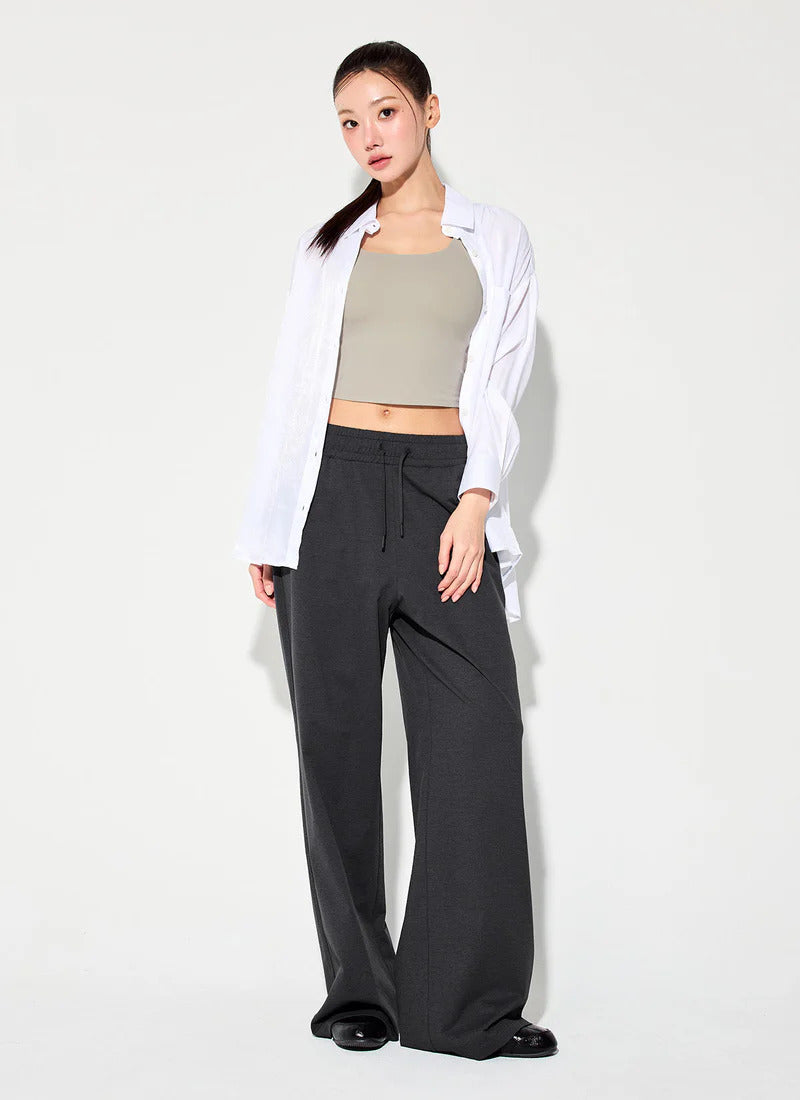 XEXYMIX Comfort Tension Basic Wide Pants in Smoky Charcoal — image 3