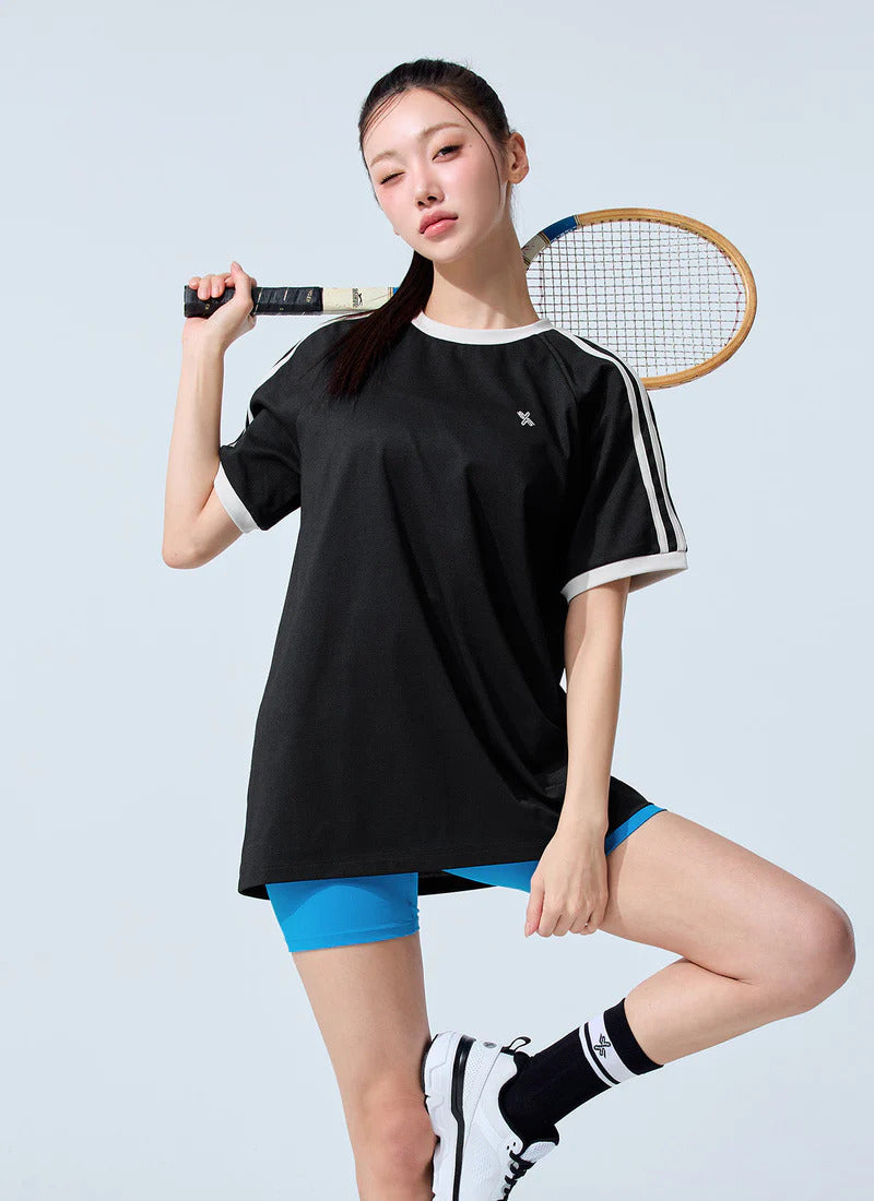 XEXYMIX Mesh Trackline Loose Fit Short Sleeve in Black — image 1