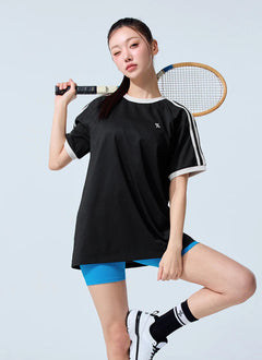 XEXYMIX Mesh Trackline Loose Fit Short Sleeve in Black — image 1